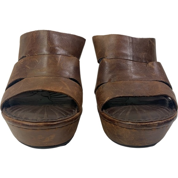 BORN Brown Amalia Wrapped Wedge Slide Sandals - Picture 3 of 13